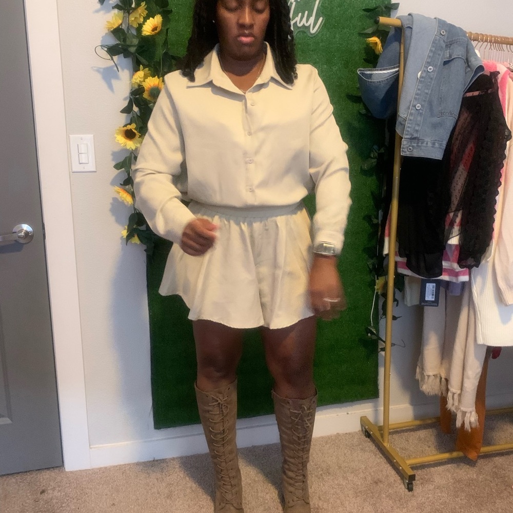 2pc Button Up With Flowy Shorts - image 4